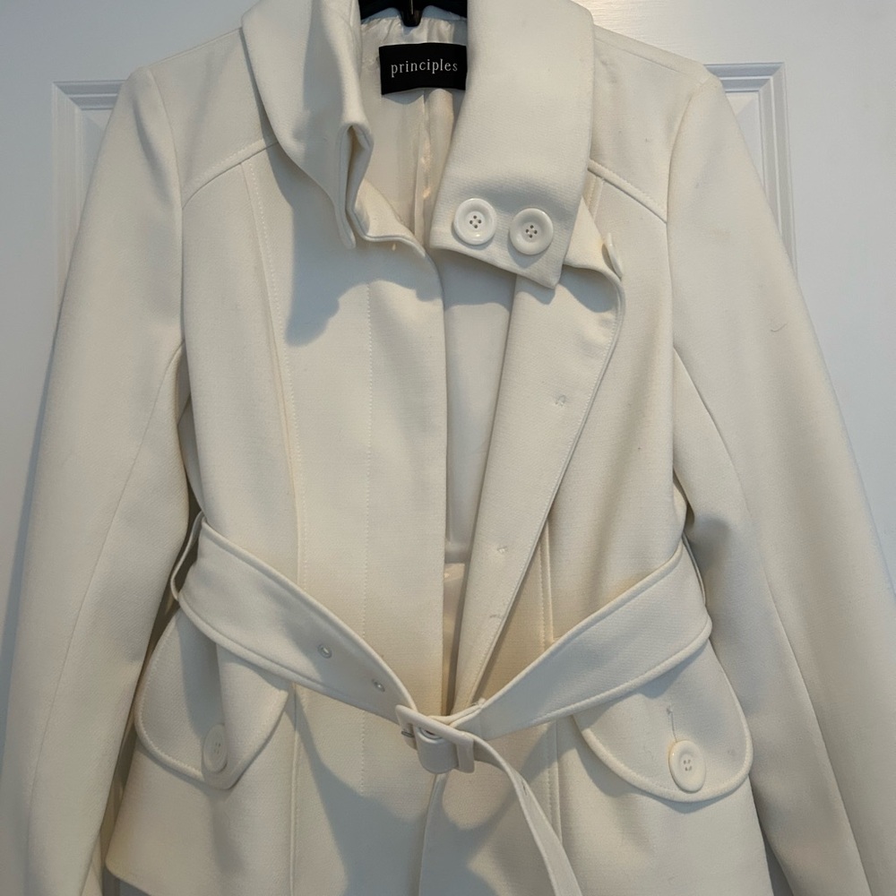 Principles Cream Belted Trench Coat for Women